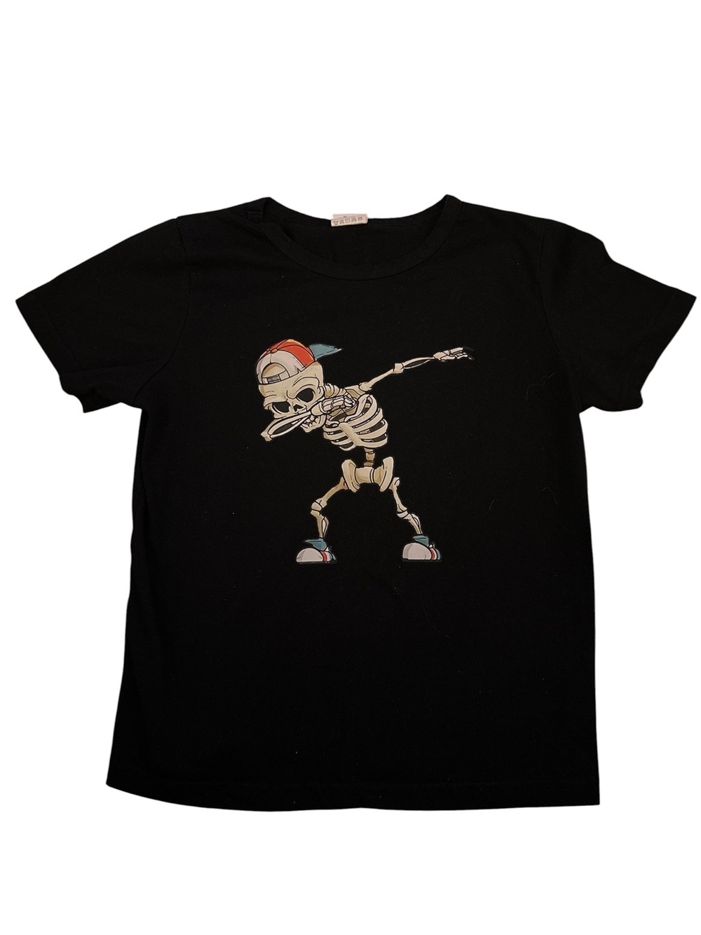Kids Black Short Sleeve Tee with Dabbing Skeleton Graphic